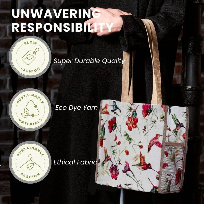 Signare Tapestry Shoulder Bag Shopping Bag for Women with Hummingbird Design (Shop-HUMM) - Image 5